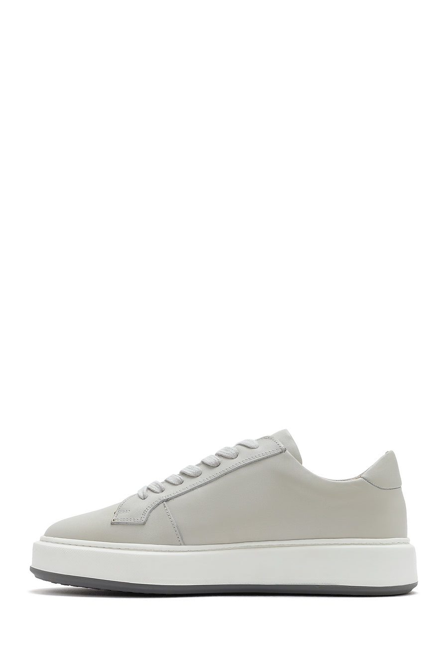 Men's White Thick Sole Lace Up Leather Sneaker
