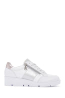 Women's White Thick Soled Leather Sneaker | Derimod