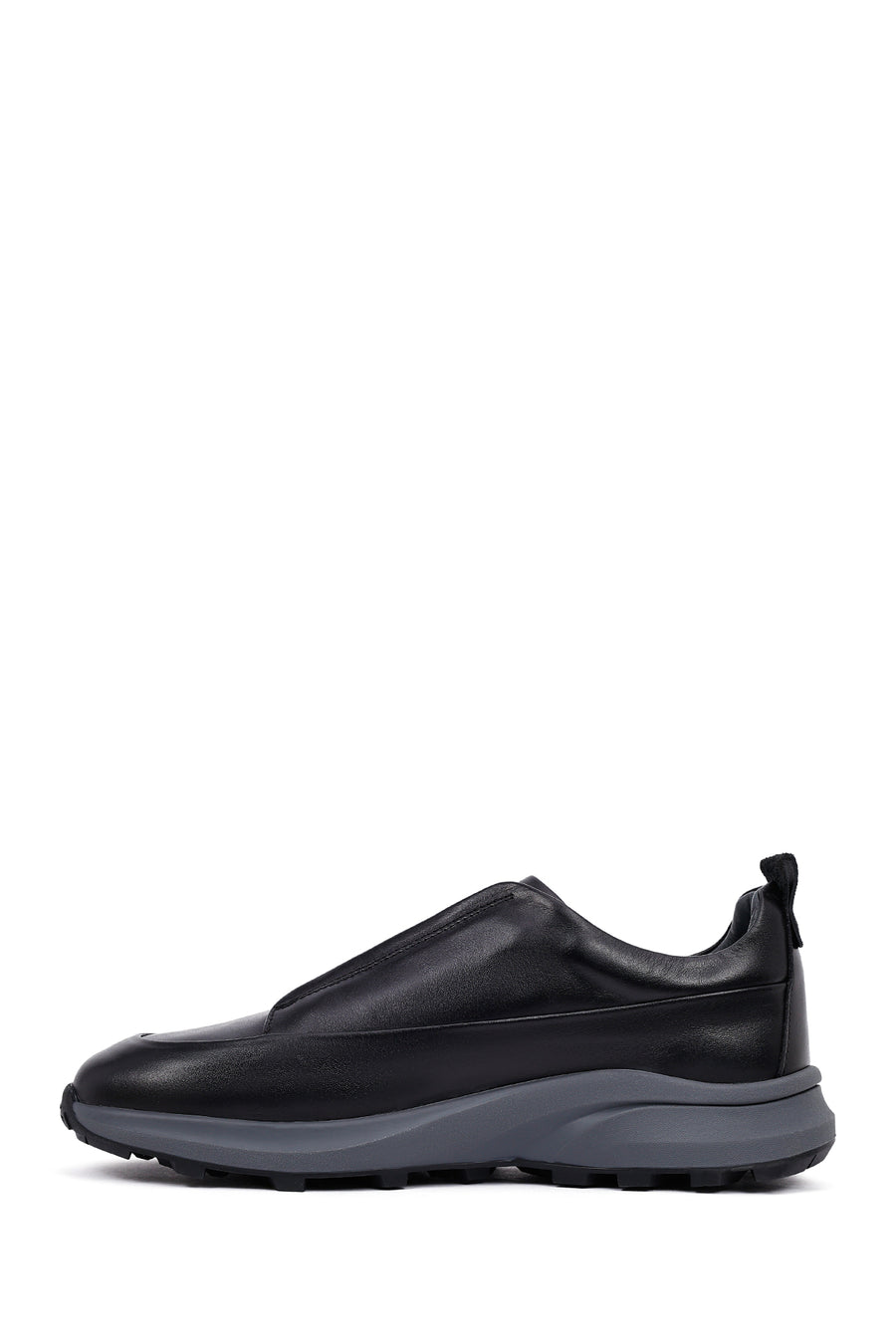 Erkek Siyah Kalın Tabanlı Deri Casual Sneaker