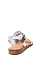 Women's White Leather Bodrum Sandals | Derimod