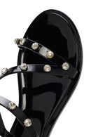 Women's Black Faux Leather Slippers | Derimod