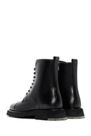 Men's Black Leather Zippered Boots | Derimod