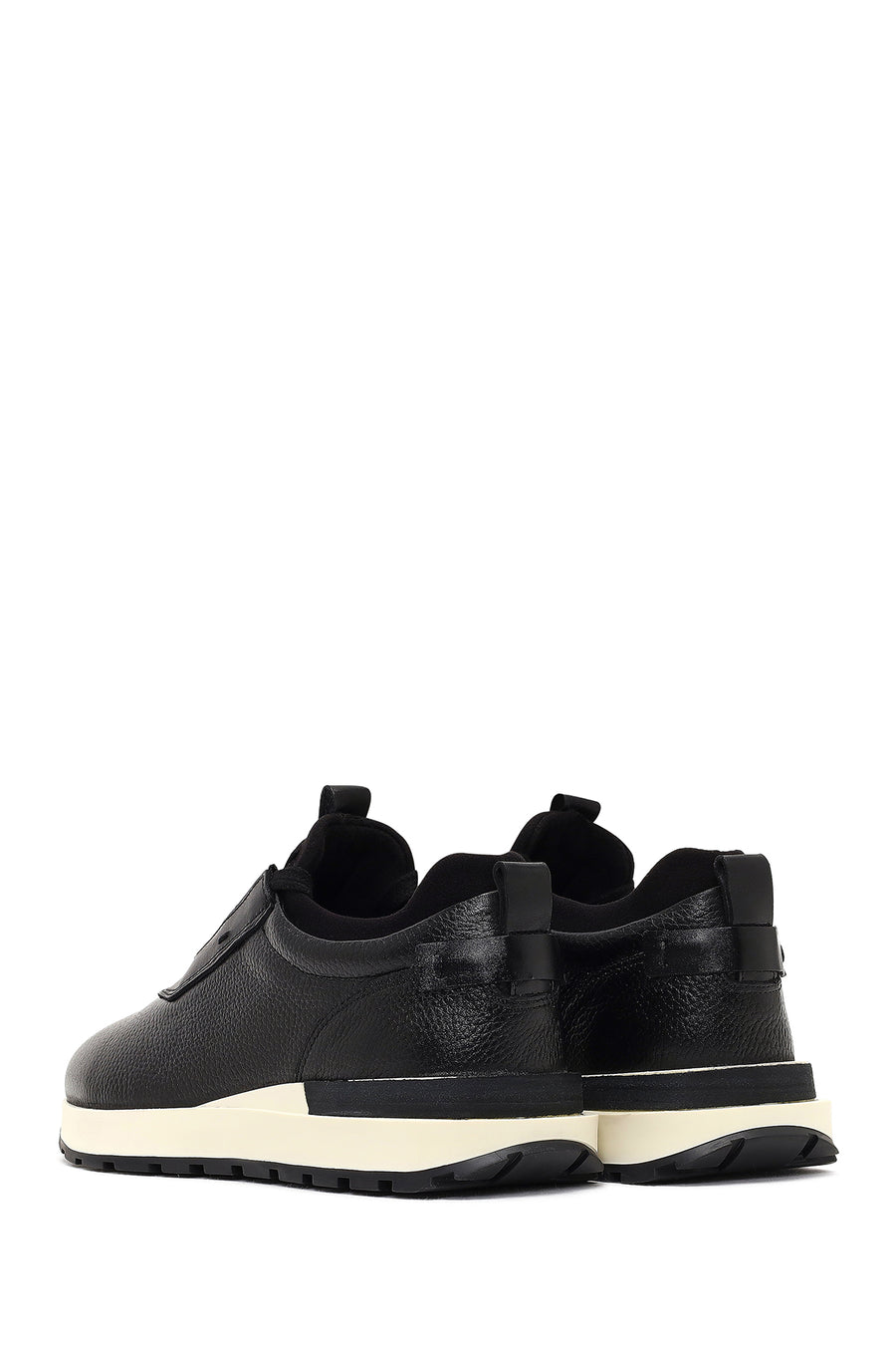 Erkek Siyah Kalın Tabanlı Deri Casual Sneaker