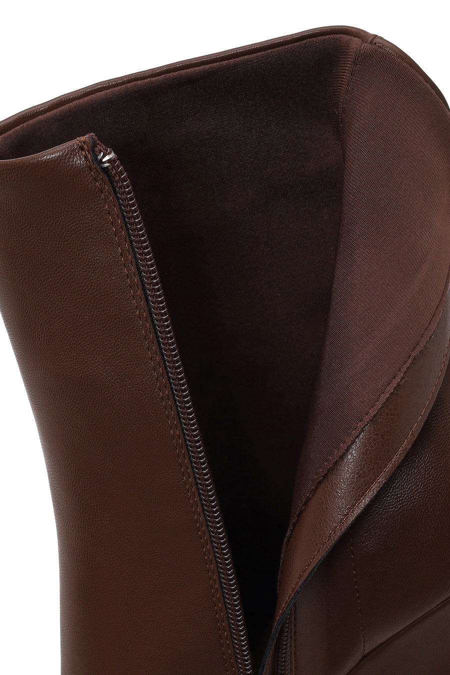 Woman Brown Zip Closure Wedge-Heel Boots