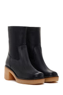 Women's Black Leather Zippered Heeled Boots | Derimod