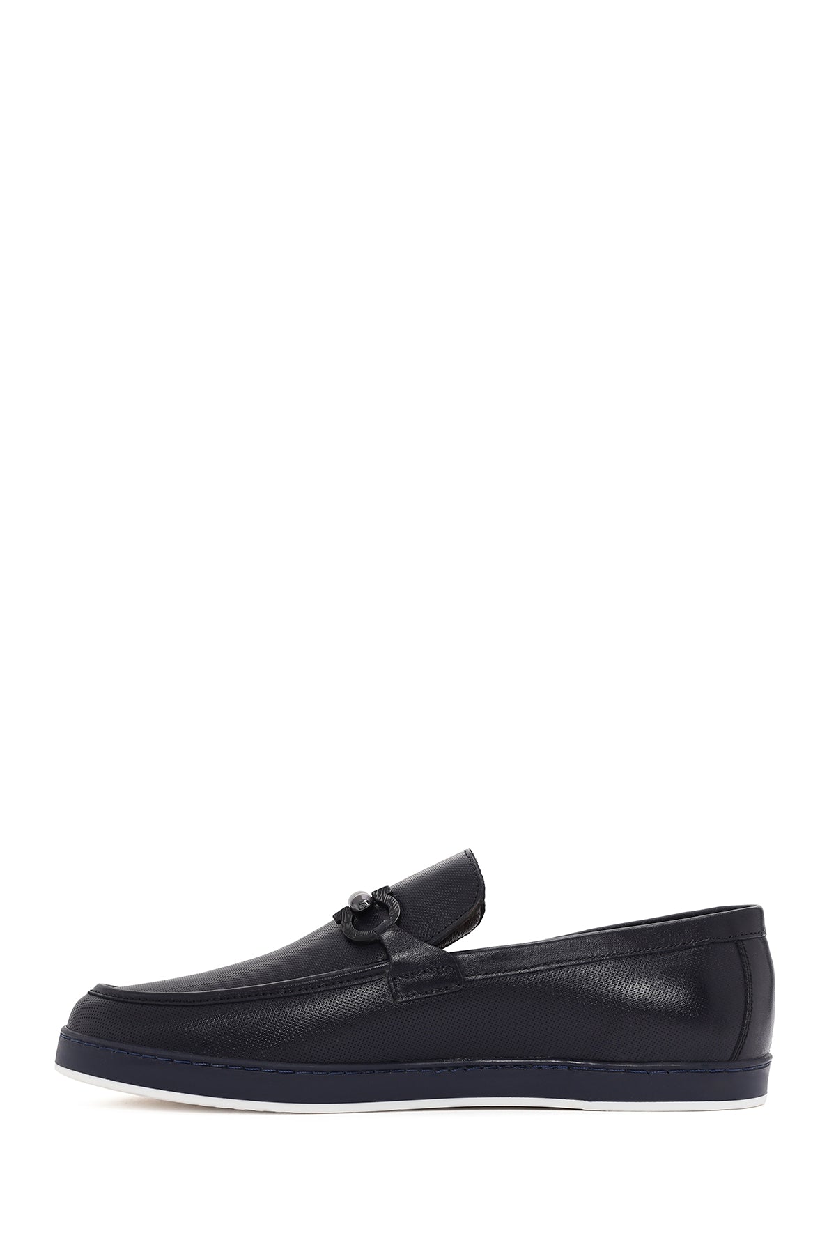 Erkek Lacivert Deri Casual Loafer