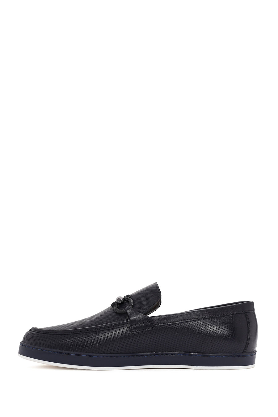 Men's Navy Blue Leather Casual Loafer