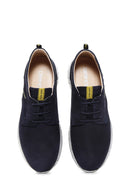 Men's Navy Blue Nubuck Leather Sneaker | Derimod