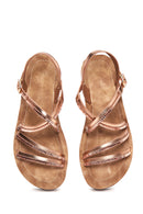 Kadın Pembe Altın Kalın Taban Sandalet | Derimod