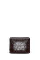 Woman Burgundy Croc-Embossed Crossbody Bag | Derimod