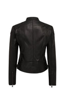 Prima Woman Black Short Leather Jacket | Derimod