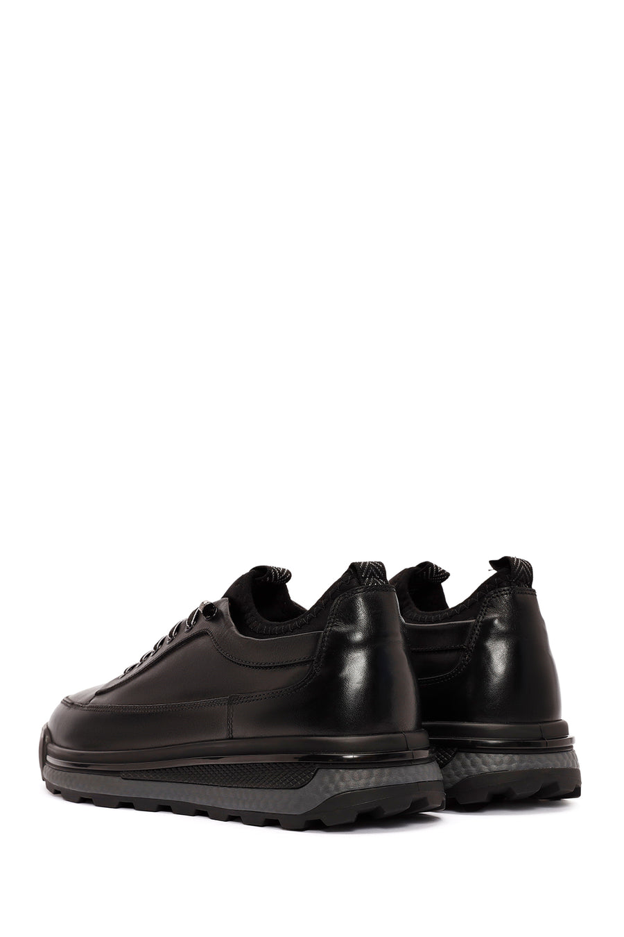 Men's Black Lace-up Leather Sneaker