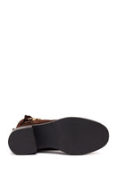 Woman Brown Zip Closure Thick-Heeled Suede Boots Casual Boots | Derimod