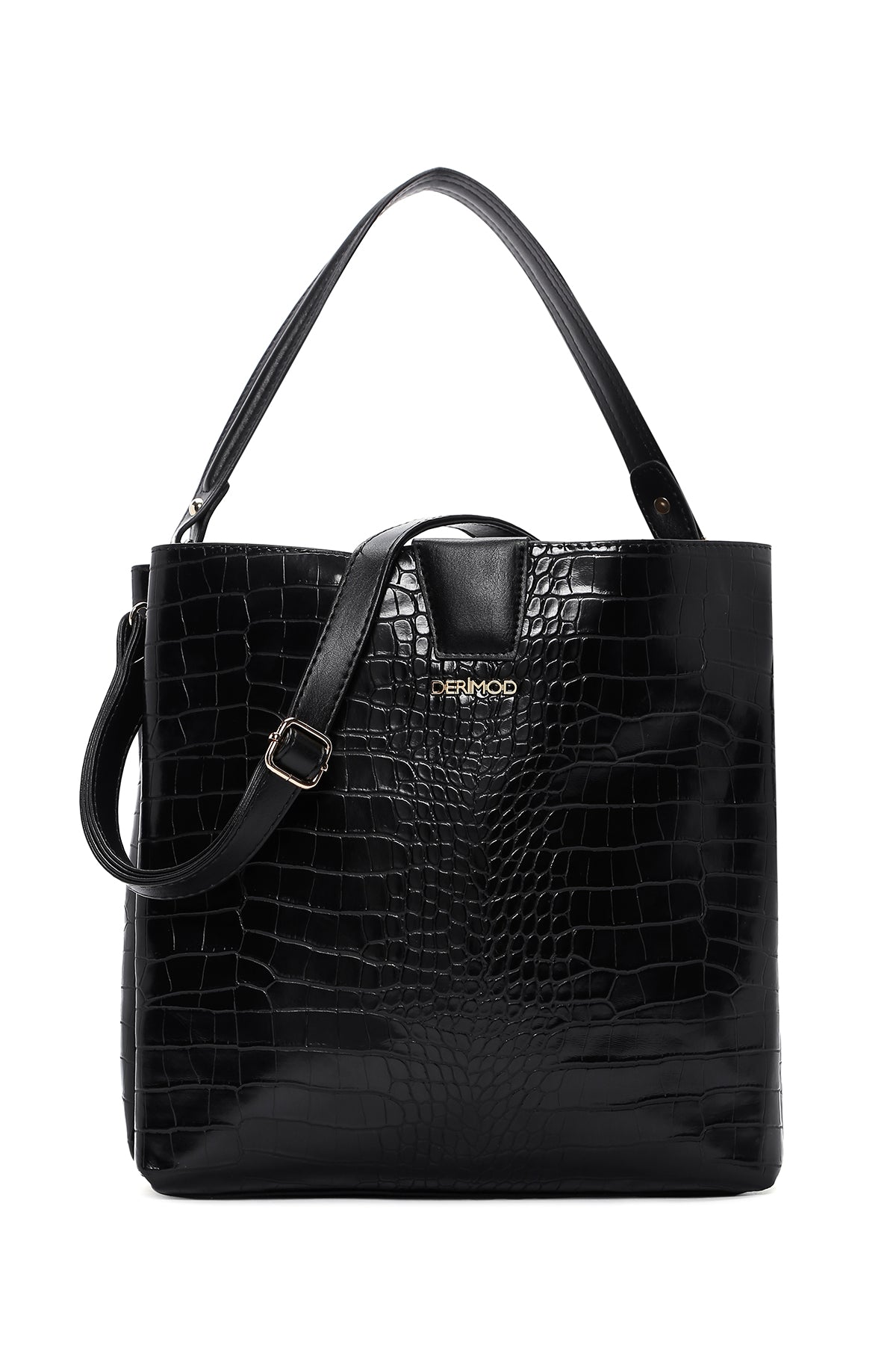 Women's Black Long Strap Crocodile Shoulder Bag 24WBD2114E3 | Derimod