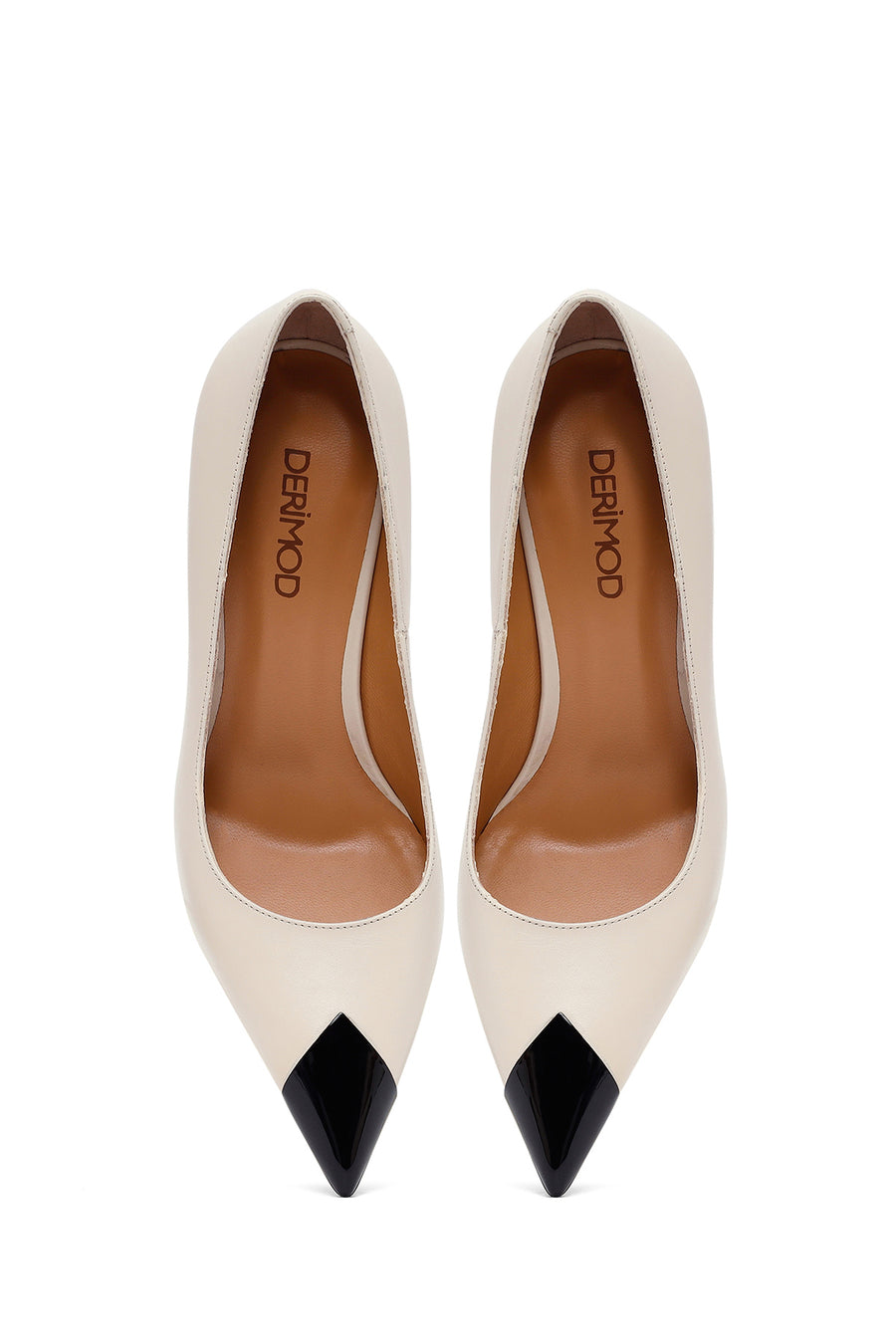 Women's Cream Thin Heeled Leather Stiletto