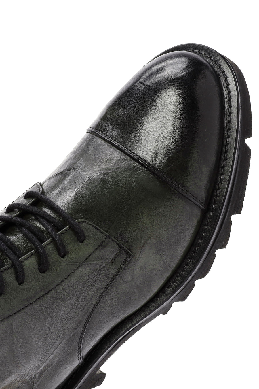 Men's Green Zippered Leather Casual Combat Boots