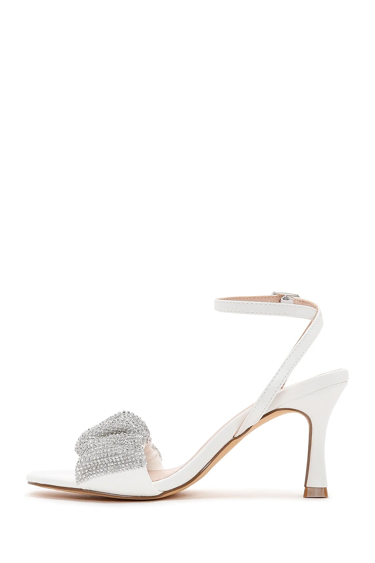 Kadın Beyaz Taşlı Topuklu Sandalet