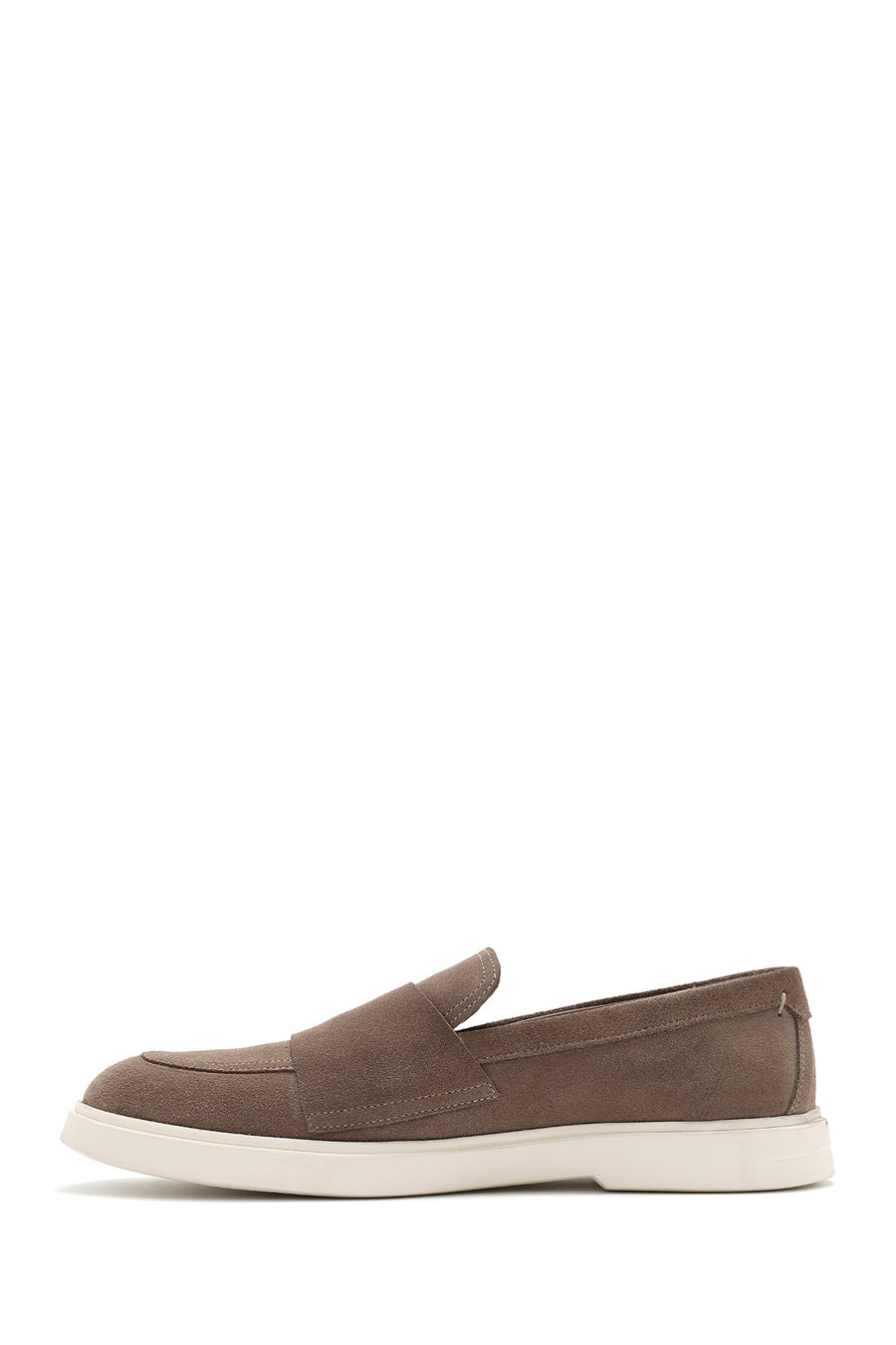 Men's Beige Double Buckle Suede Leather Loafer