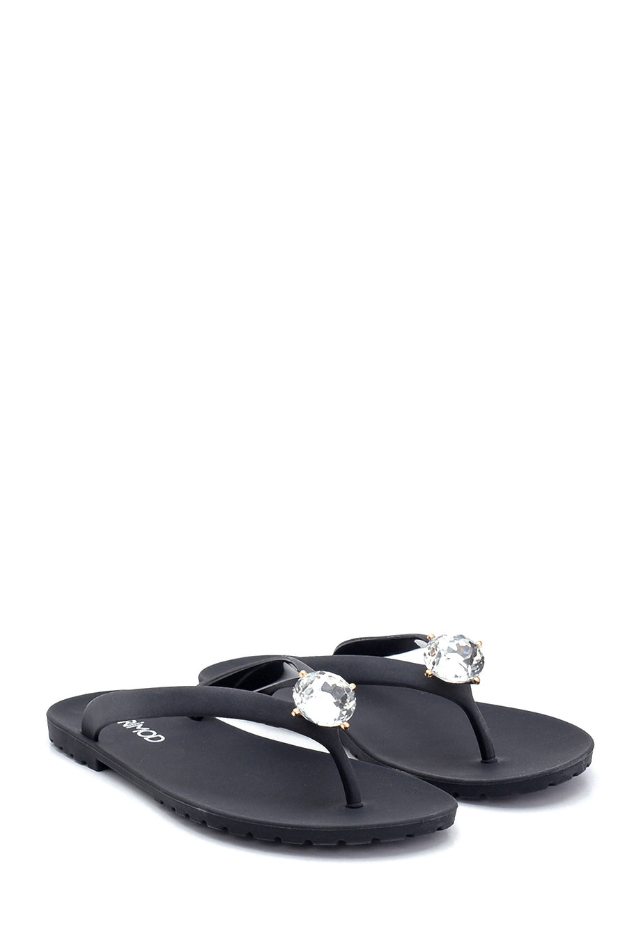 Women's Flip Flops with Stone Detail