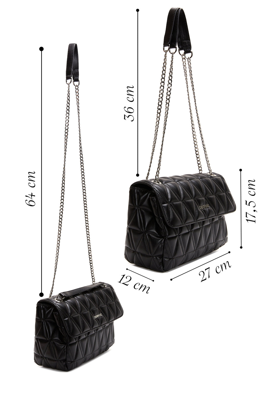 Women's Black Long Strap Quilted Shoulder Bag
