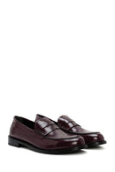 Women's Burgundy Leather Masculine Loafer | Derimod