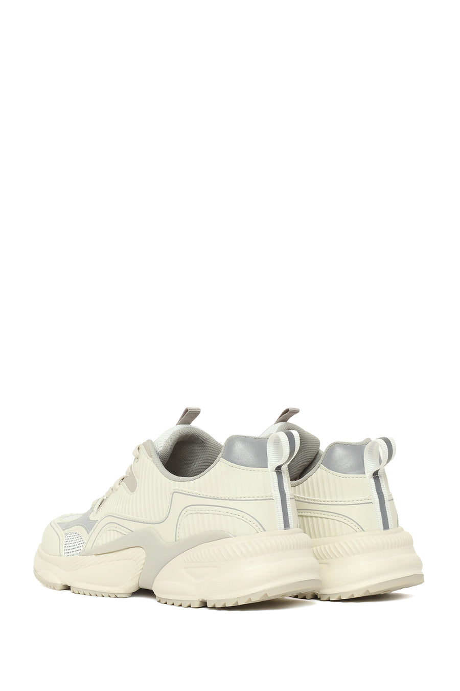 Woman Grey Thick-Soled Lace-Up Sneakers
