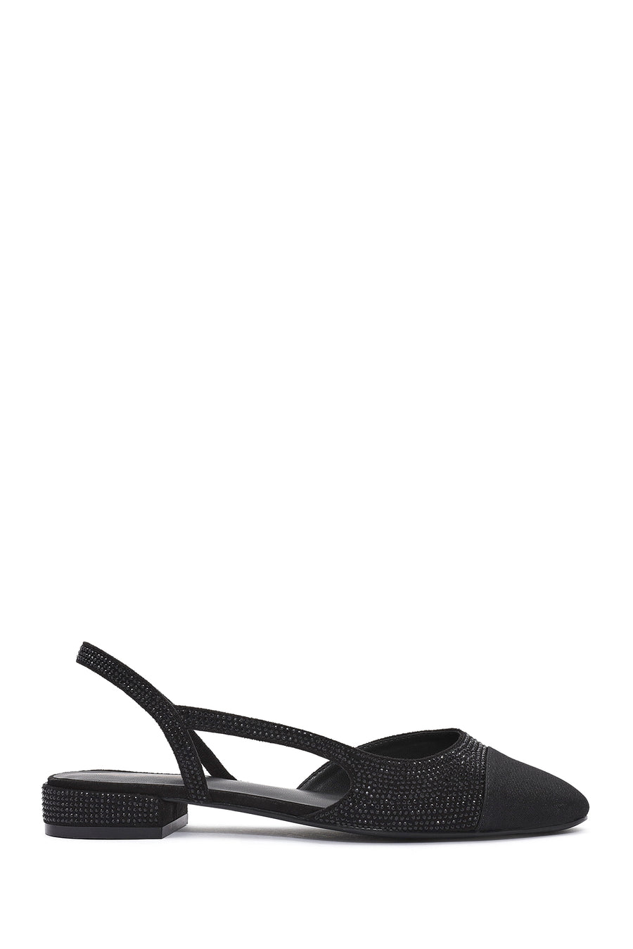 Women's Black Open Back Stoned Ballerinas 25SFE402614 | Derimod