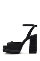 Women's Black Ankle Buckle Platform High Thick Heel Sandals | Derimod