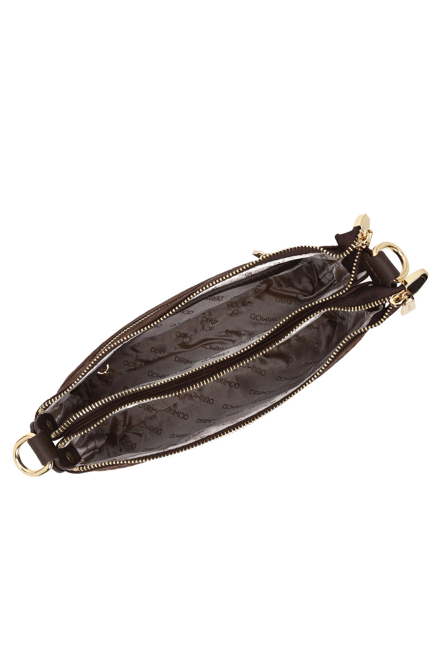 Woman Brown Printed Long-Strap Suede Shoulder Bag