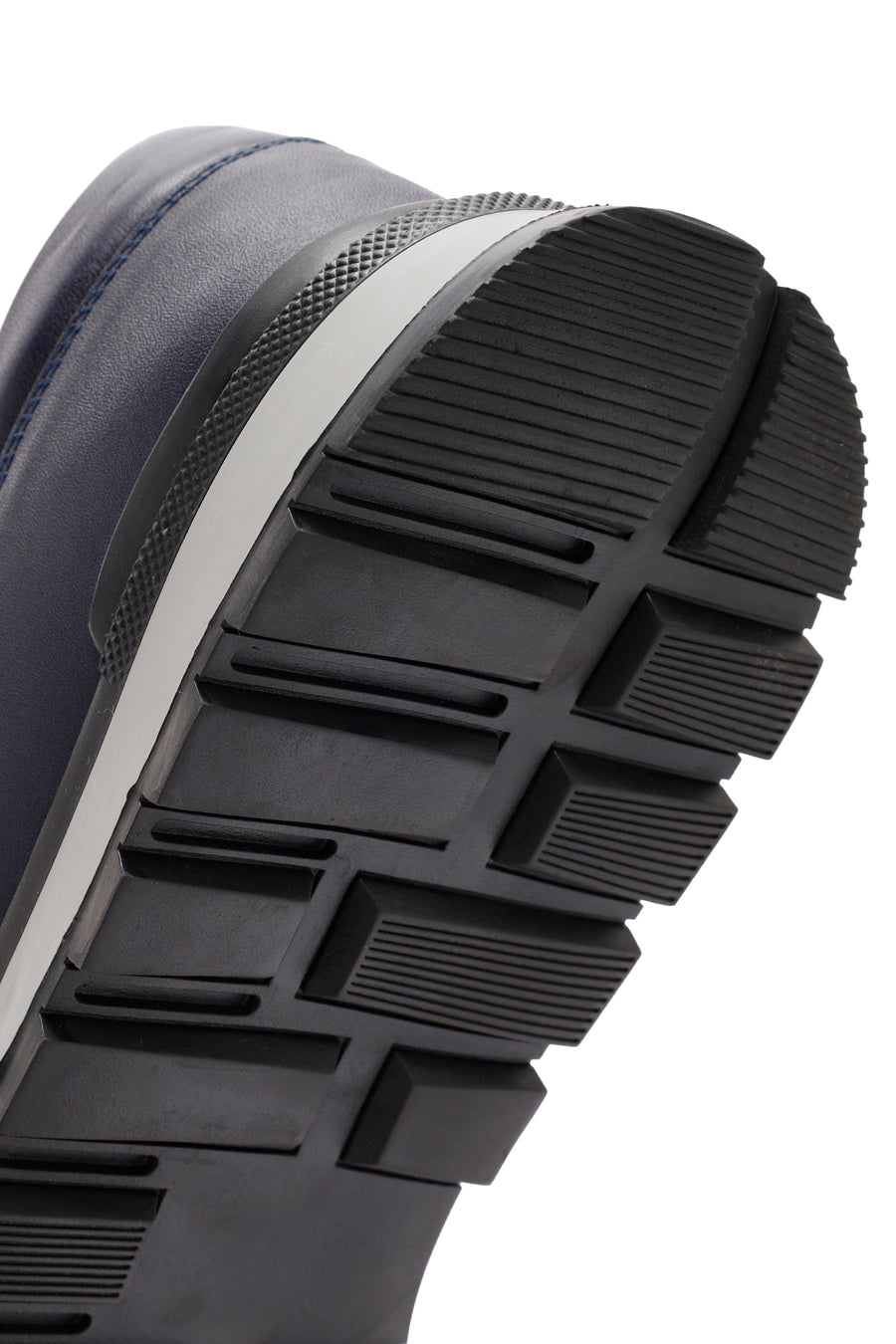 Erkek Lacivert Bağcıklı Deri Casual Sneaker