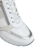 Women's White Wedge Heeled Side Zipper Suede Leather Sports Shoes | Derimod