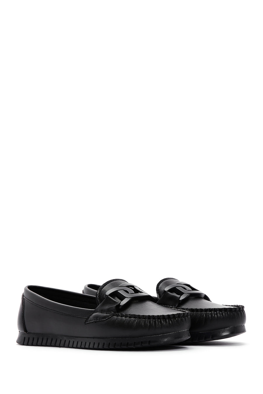 Kadın Siyah Tokalı Loafer