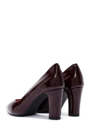 Derimod Gritti Women's Burgundy Thick Heel Patent Leather Stiletto | Derimod