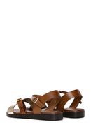 Women's Tan Ankle Strap Leather Bodrum Sandals | Derimod