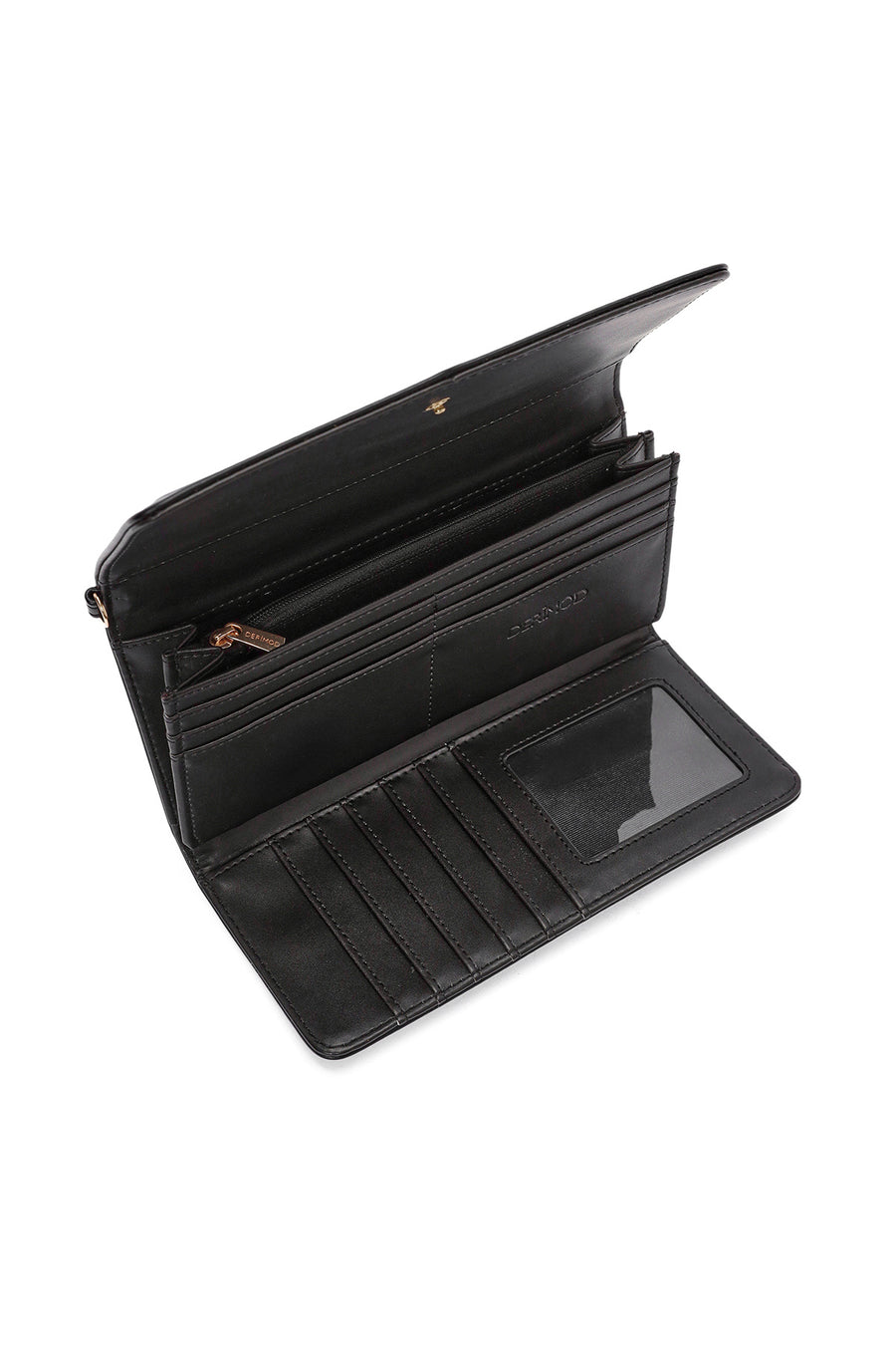 Women's Black Wallet with Strap Detail