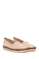 Women's Beige Leather Comfort Loafer | Derimod