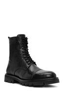 Men's Black Zippered Leather Casual Combat Boots | Derimod