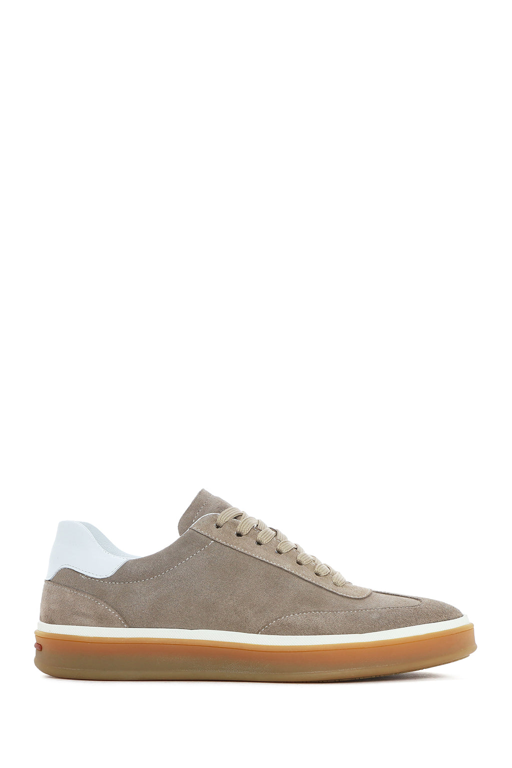 Erkek Bej Bağcıklı Süet Deri Sneaker