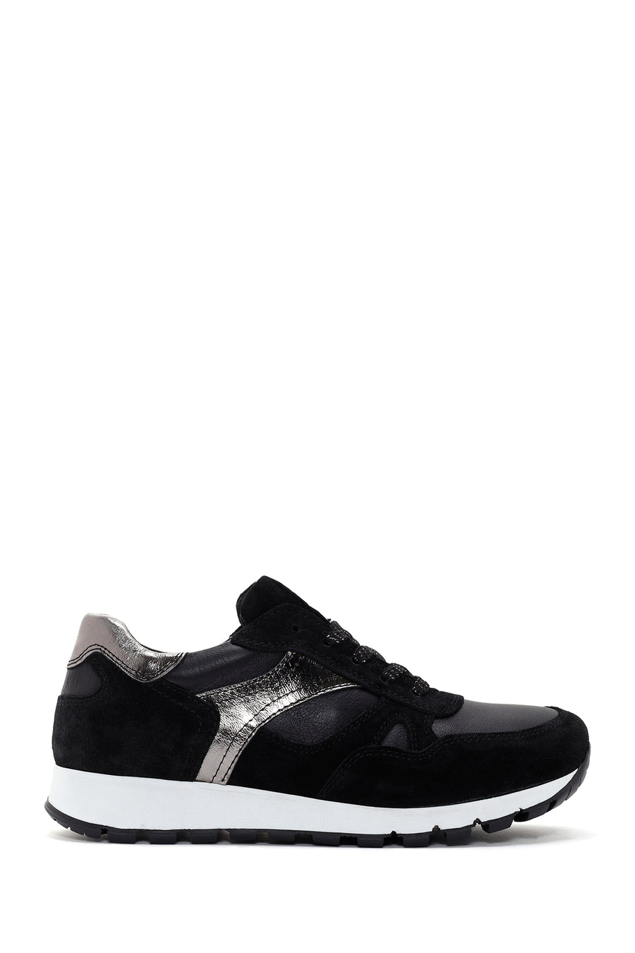 Kadın Siyah Süet Deri Detaylı Sneaker 23WFD370314 | Derimod
