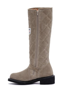 Harley Davidson Women's Beige Laconia Hi Zipper Leather Boots | Derimod