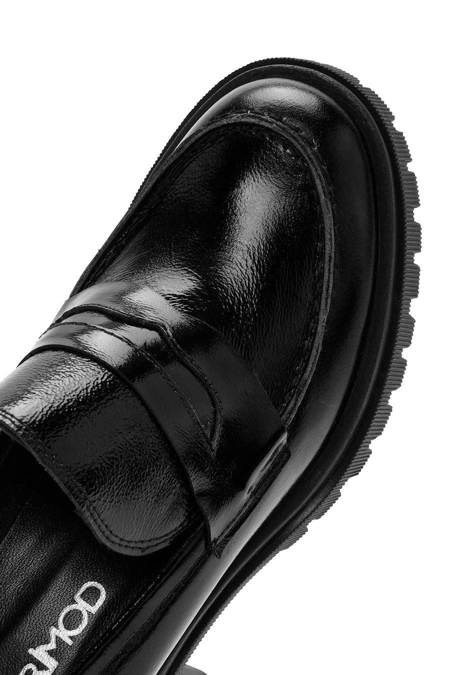 Woman Black Thick-Heeled Patent Leather Leather Masculine Loafer