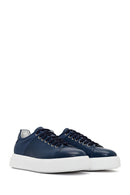 Men's Navy Blue Lace-up Thick-Sole Leather Sneaker | Derimod