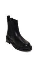 Woman Black Thick-Soled Leather Chelsea Boots | Derimod