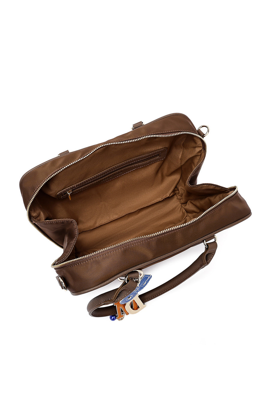 Women's Brown Long Strap Accessory Detailed Fabric Handbag