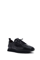 Erkek Siyah Bağcıklı Deri Casual Sneaker | Derimod
