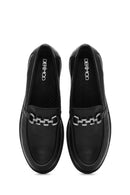 Women's Black Leather Comfort Loafer | Derimod