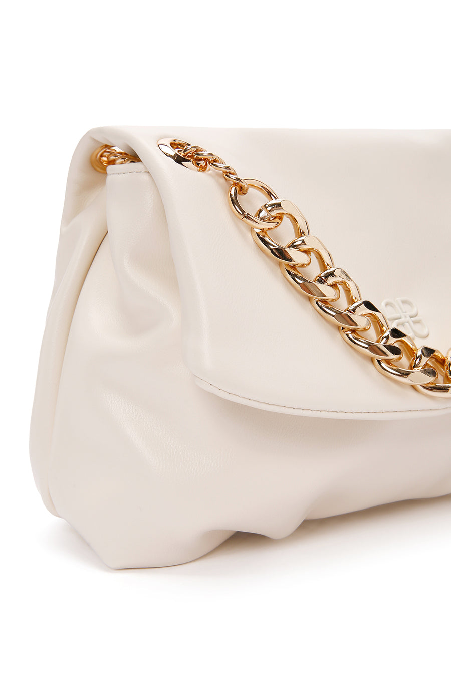 Women's Cream Long Chain Strap Shoulder Bag