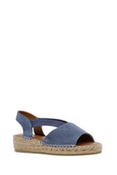 Women's Navy Blue Leather Sandals | Derimod