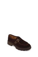 Kadın Kahverengi Tokalı Kalın Tabanlı Süet Deri Maskülen Ayakkabı | Derimod