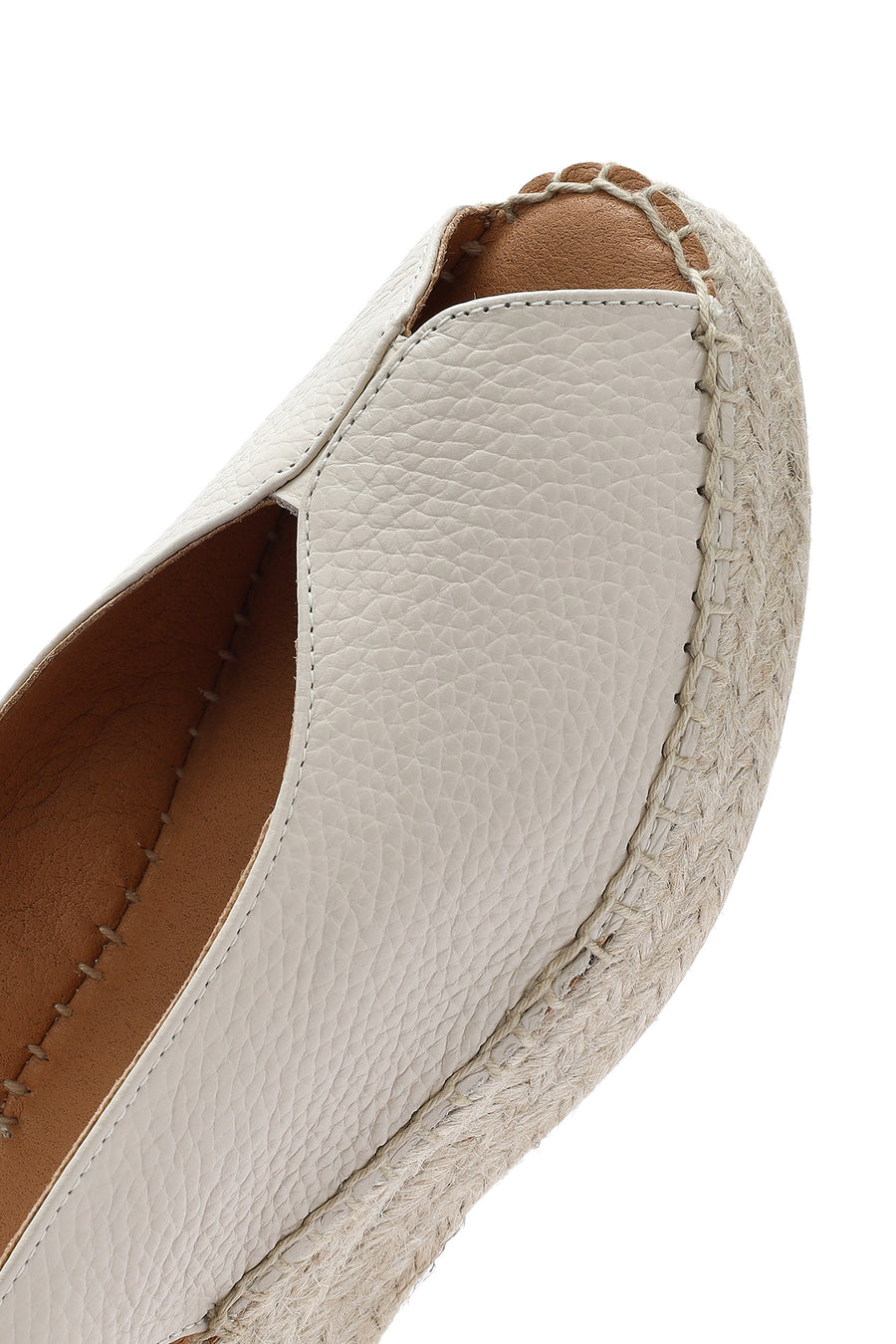 Women's Cream Ankle Buckle Wedge Heel Leather Espadrille Sandals
